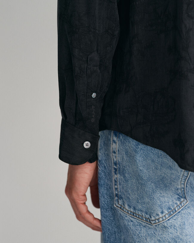 Relaxed Fit Jacquard Cupro Viskose Hemd