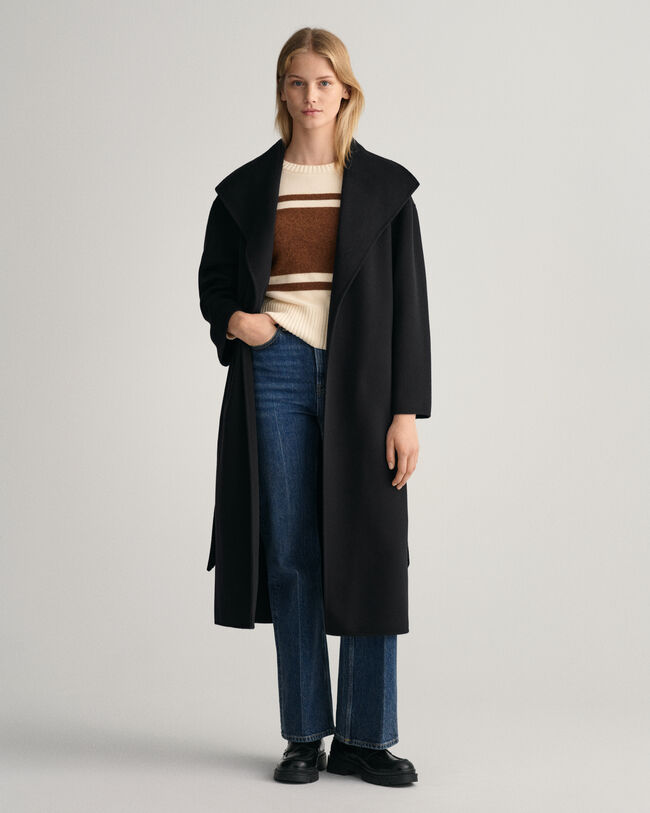 Handgen&auml;hter Mantel mit G&uuml;rtel