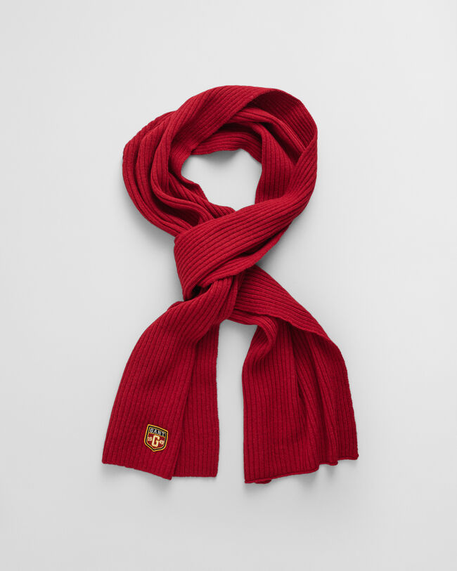 Badge Beanie und Schal aus Wolle im Geschenkset