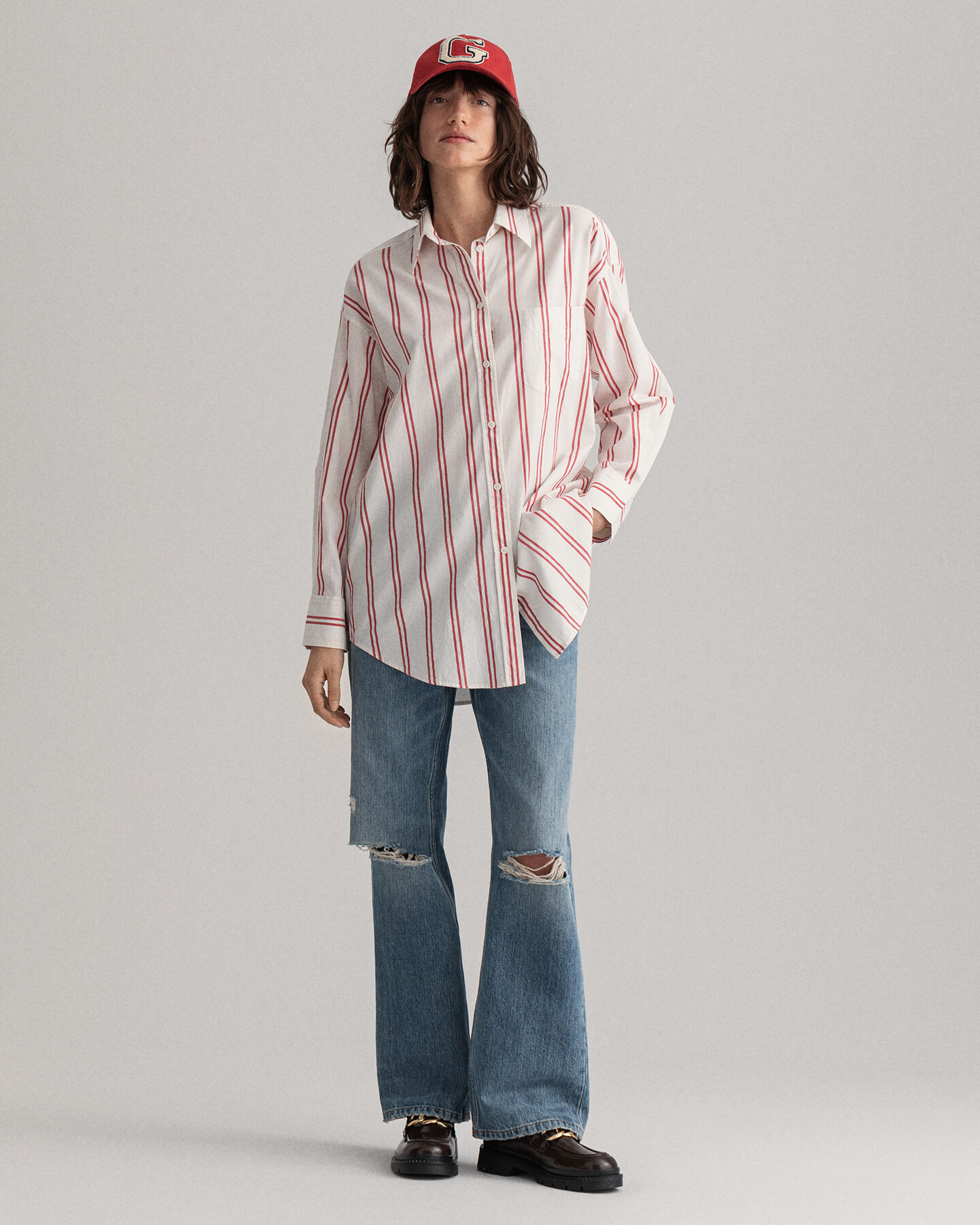 Oversize-Bluse mit Streifen