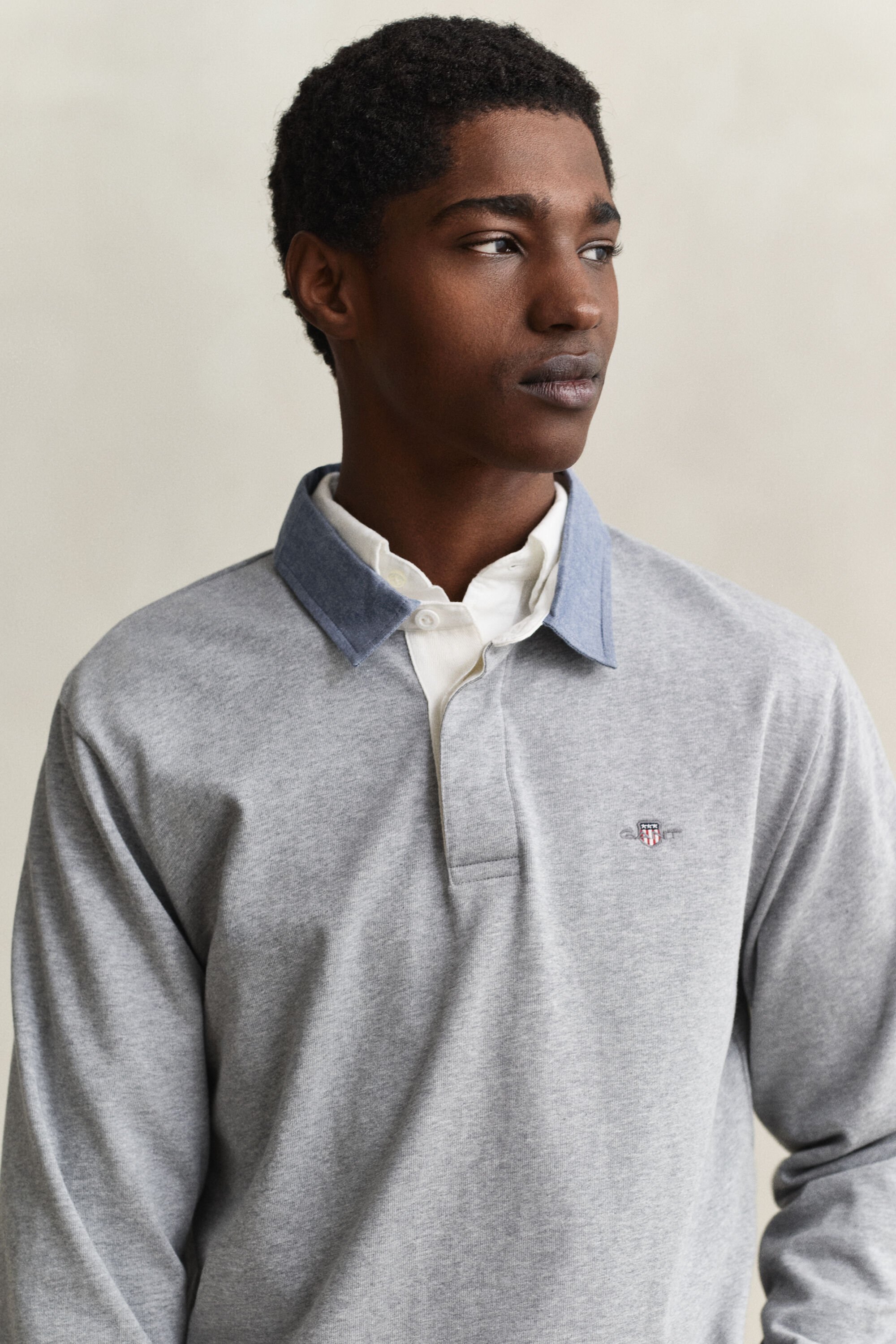 Heavy Rugger mit Chambray-Kragen