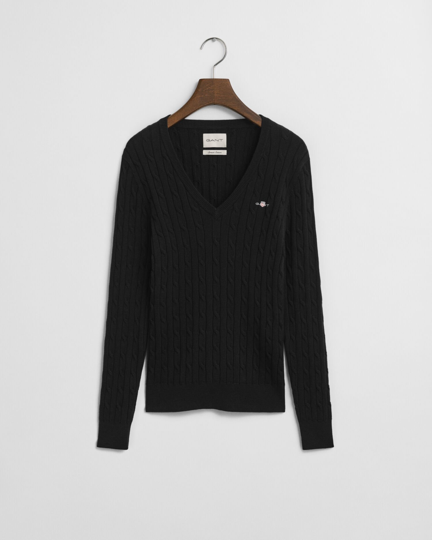 V-Neck Pullover mit Zopfmuster