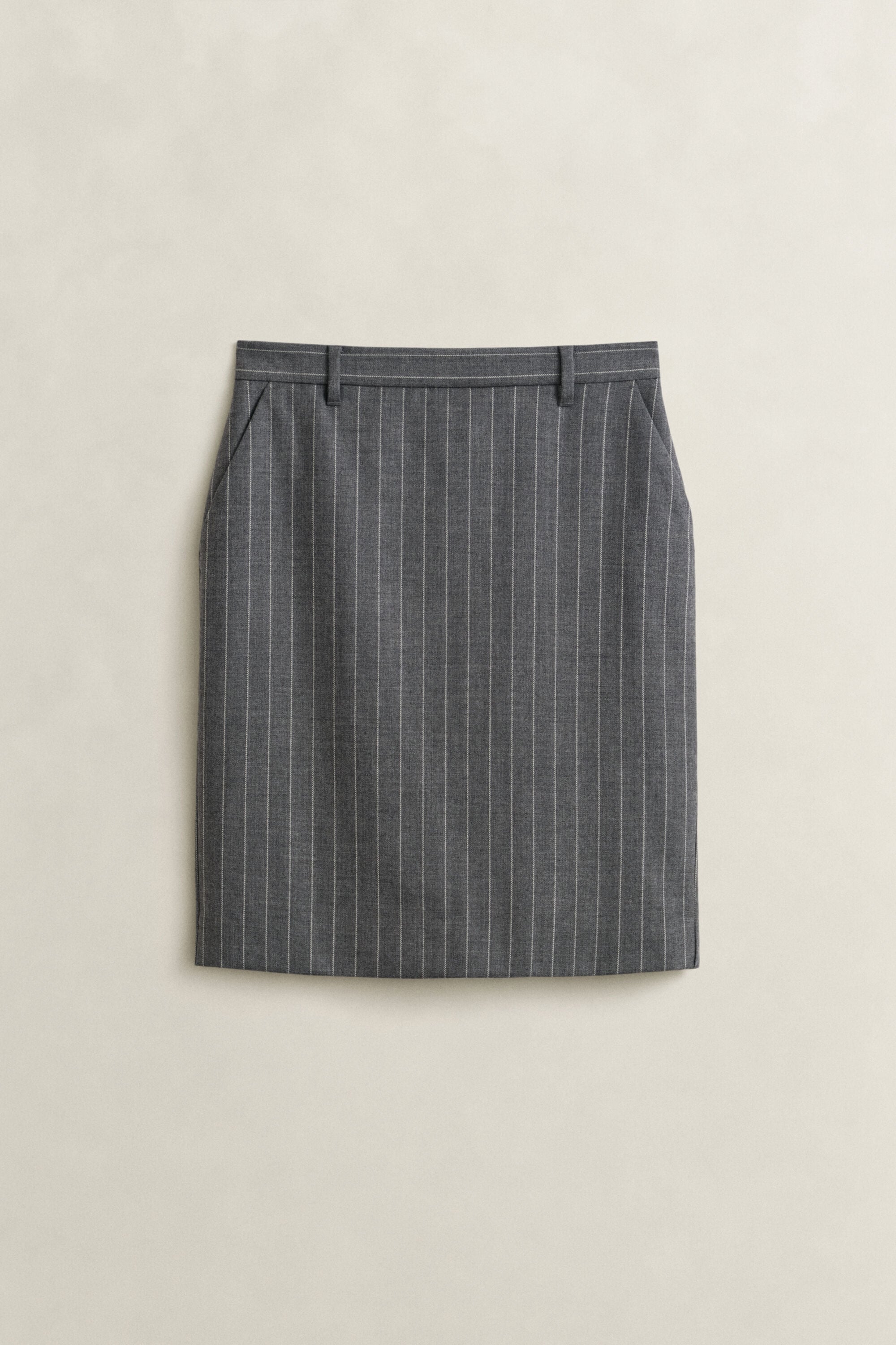 Pinstripe Bleistiftrock aus Wolle