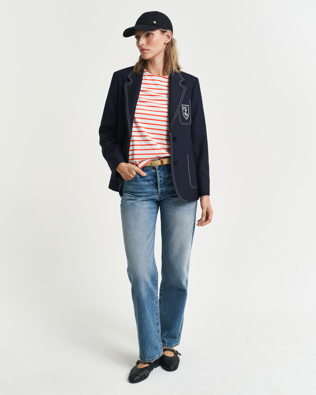 T-Shirt mit 3/4-&Auml;rmeln und Marinestreifen