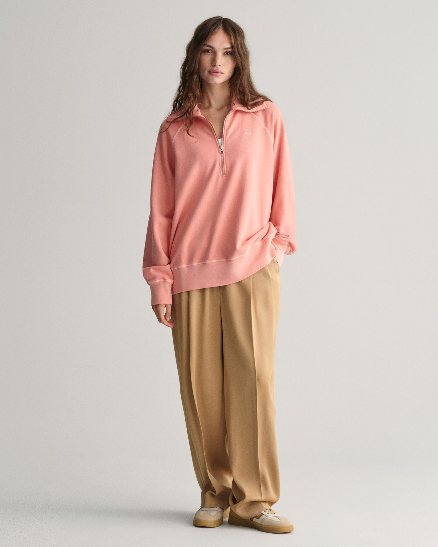 Sunfaded Sweatshirt mit Rei&szlig;verschlusskragen