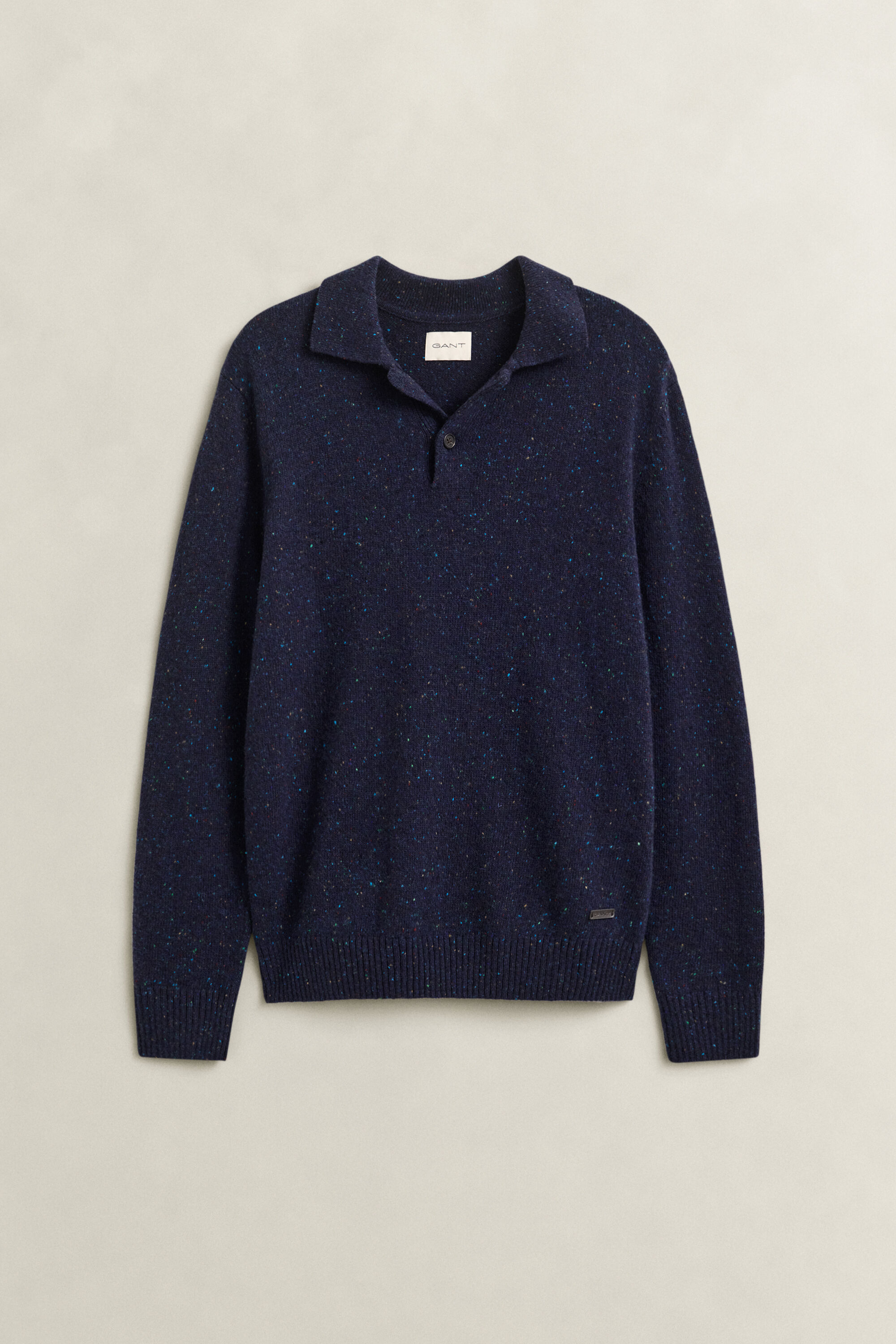 Polopullover aus Wollmix mit Noppenstruktur
