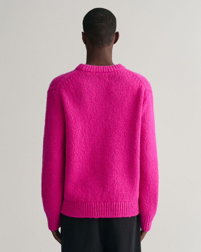 Boucl&eacute; Rundhalspullover aus Wolle