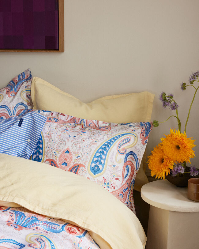 Einzelbettbezug aus Baumwolle und Leinen