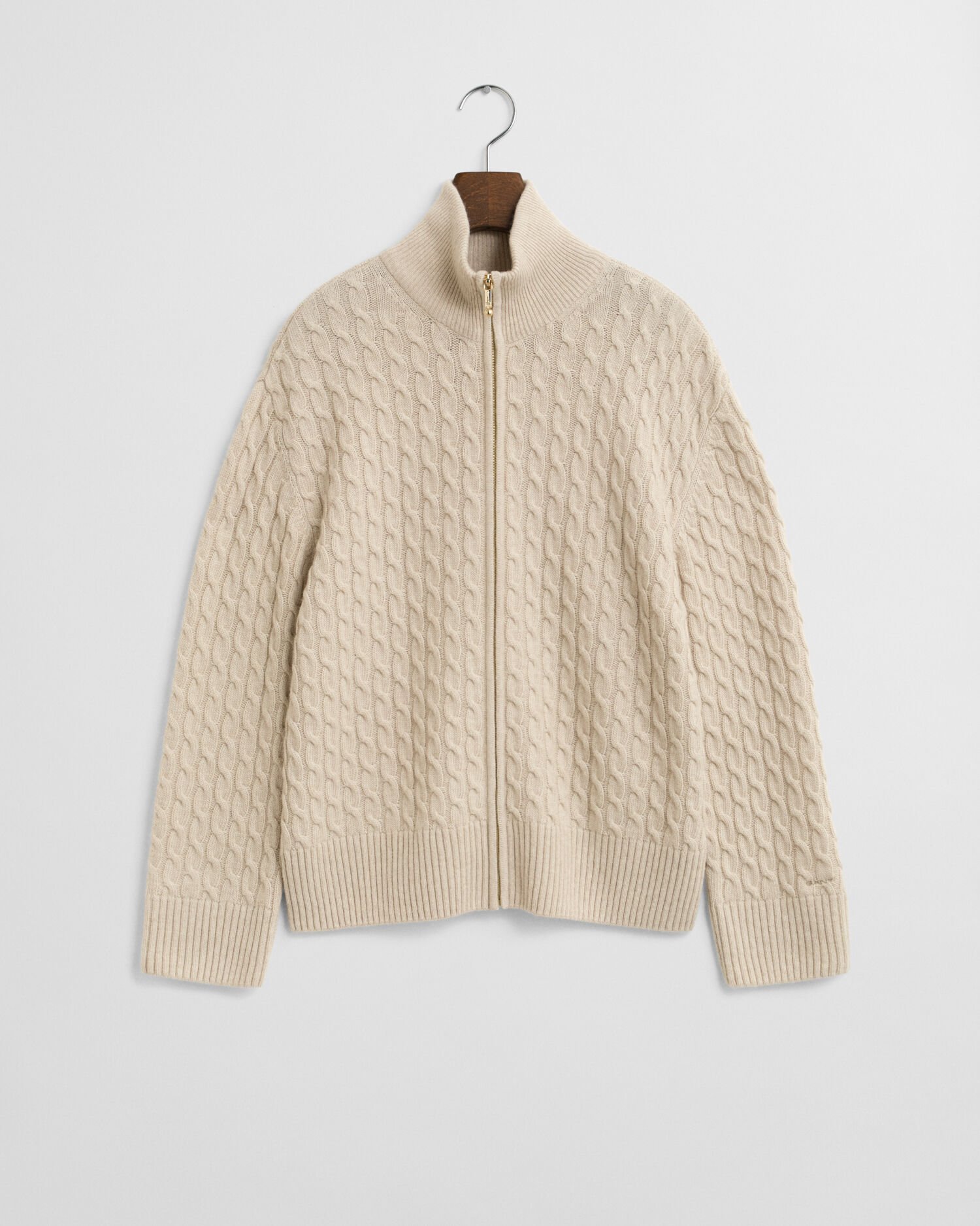 Zopfmuster Strickjacke mit Reißverschluss