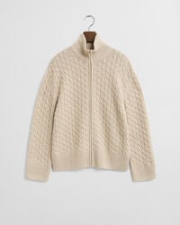 Zopfmuster Strickjacke mit Reißverschluss