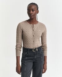 Strickjacke aus Stretch-Baumwolle mit Zopfmuster