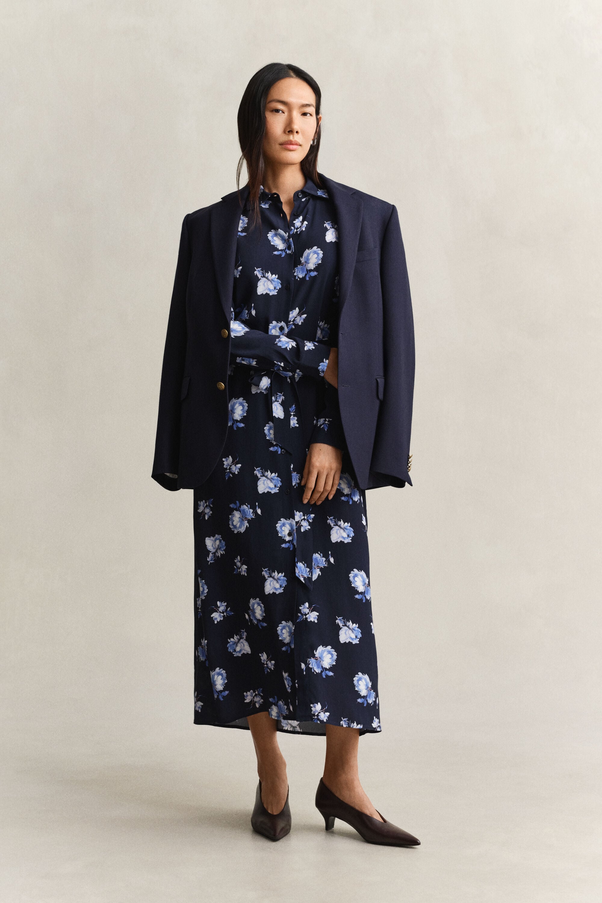 Hemdblusenkleid mit Blumen-Print