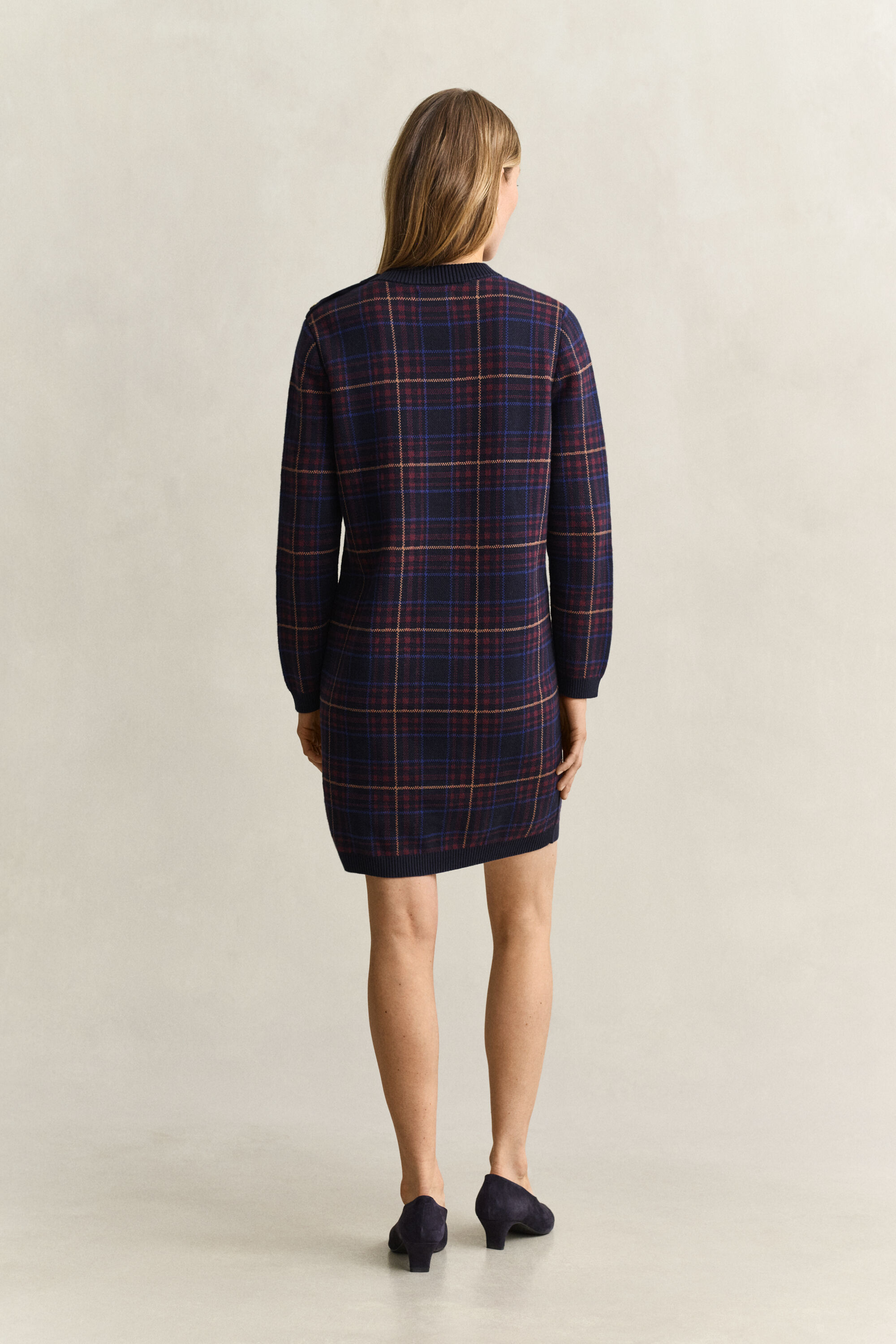 Kariertes Strickkleid