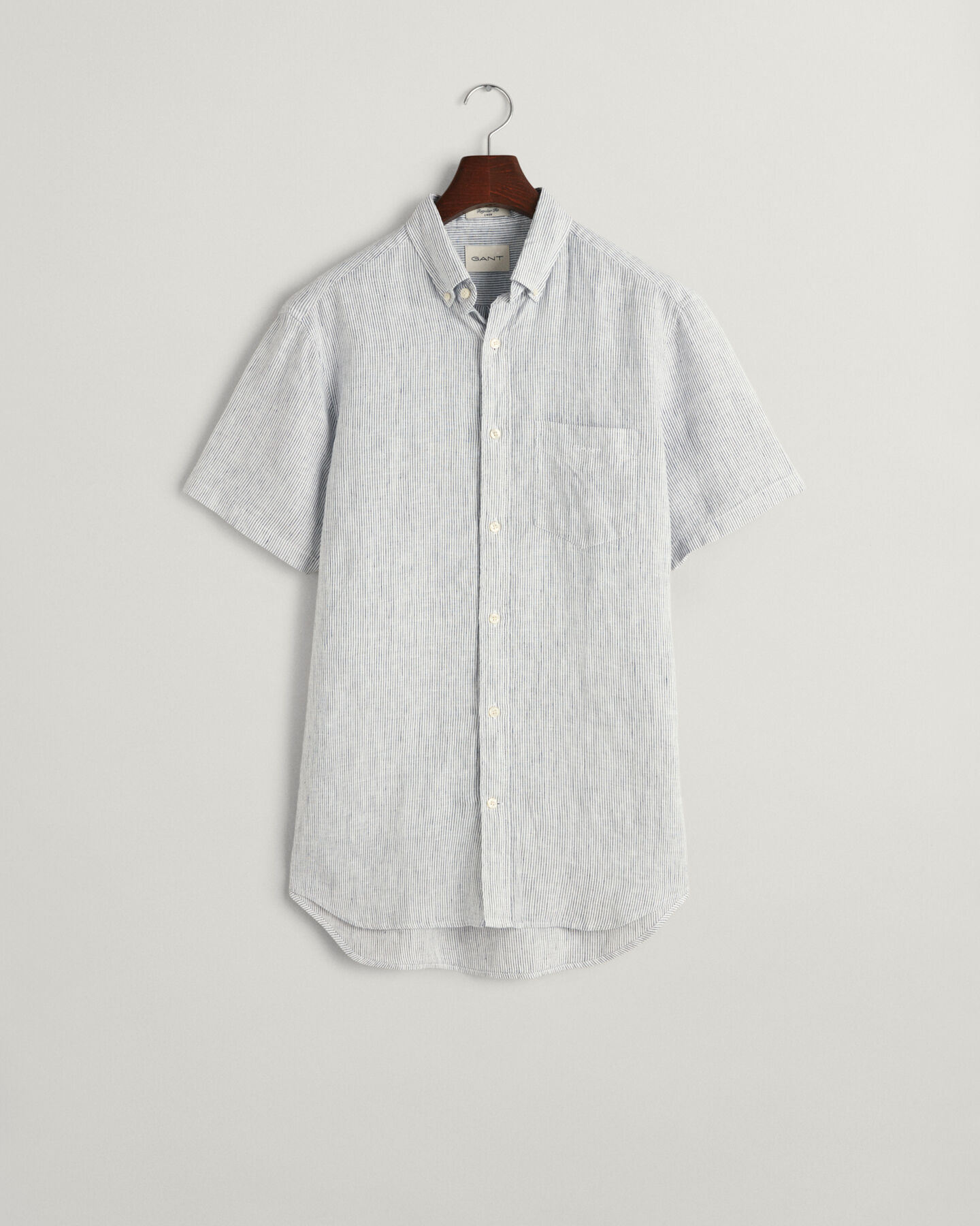 Regular Fit Kurzarm-Leinenhemd mit Streifen