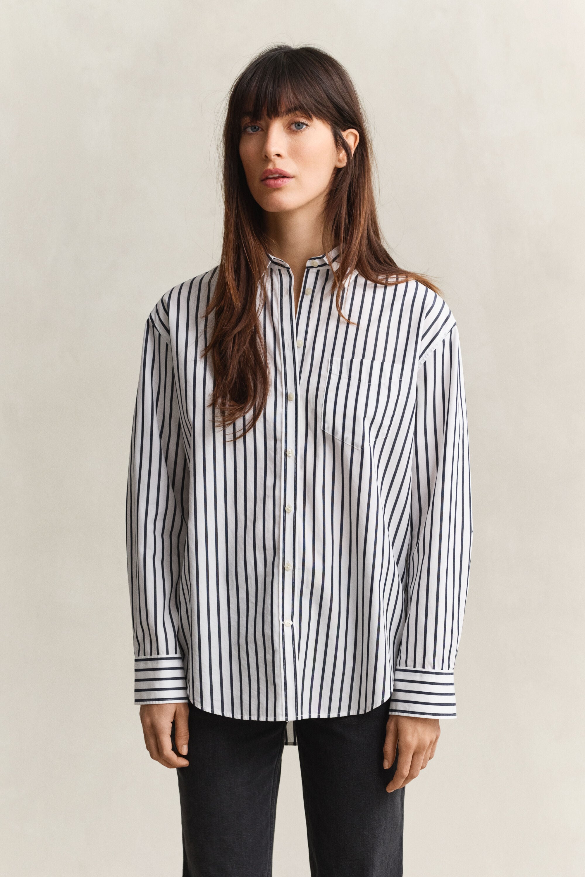 Relaxed Fit Classic Popeline-Bluse mit Streifen