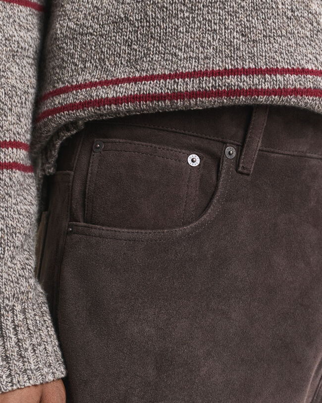 Straight Fit Jeans aus Veloursleder