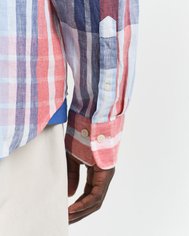 Regular Fit Madras Leinen Hemd
