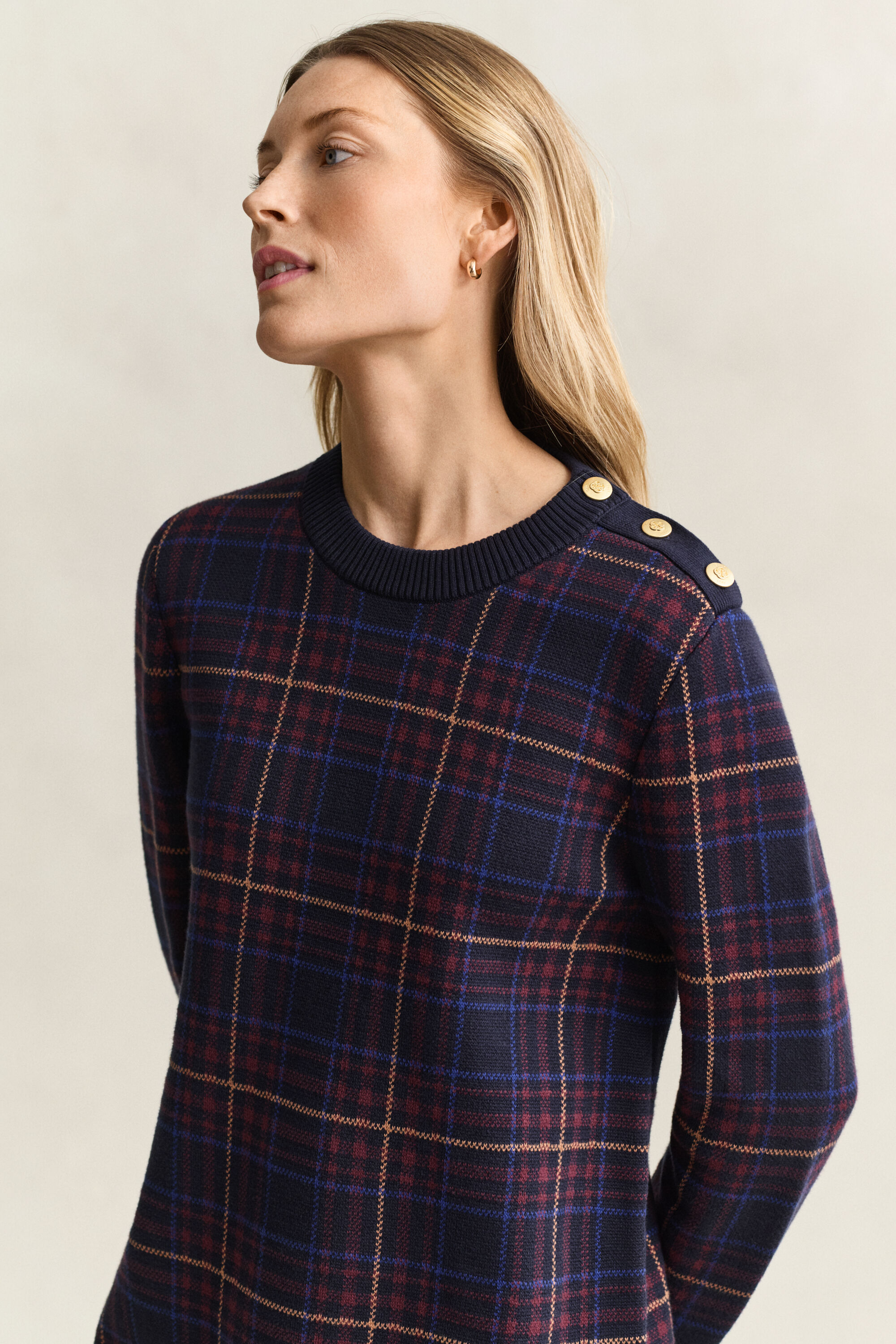 Kariertes Strickkleid