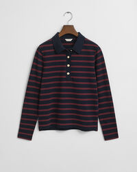 Breton Striped Piqué Langarm-Poloshirt