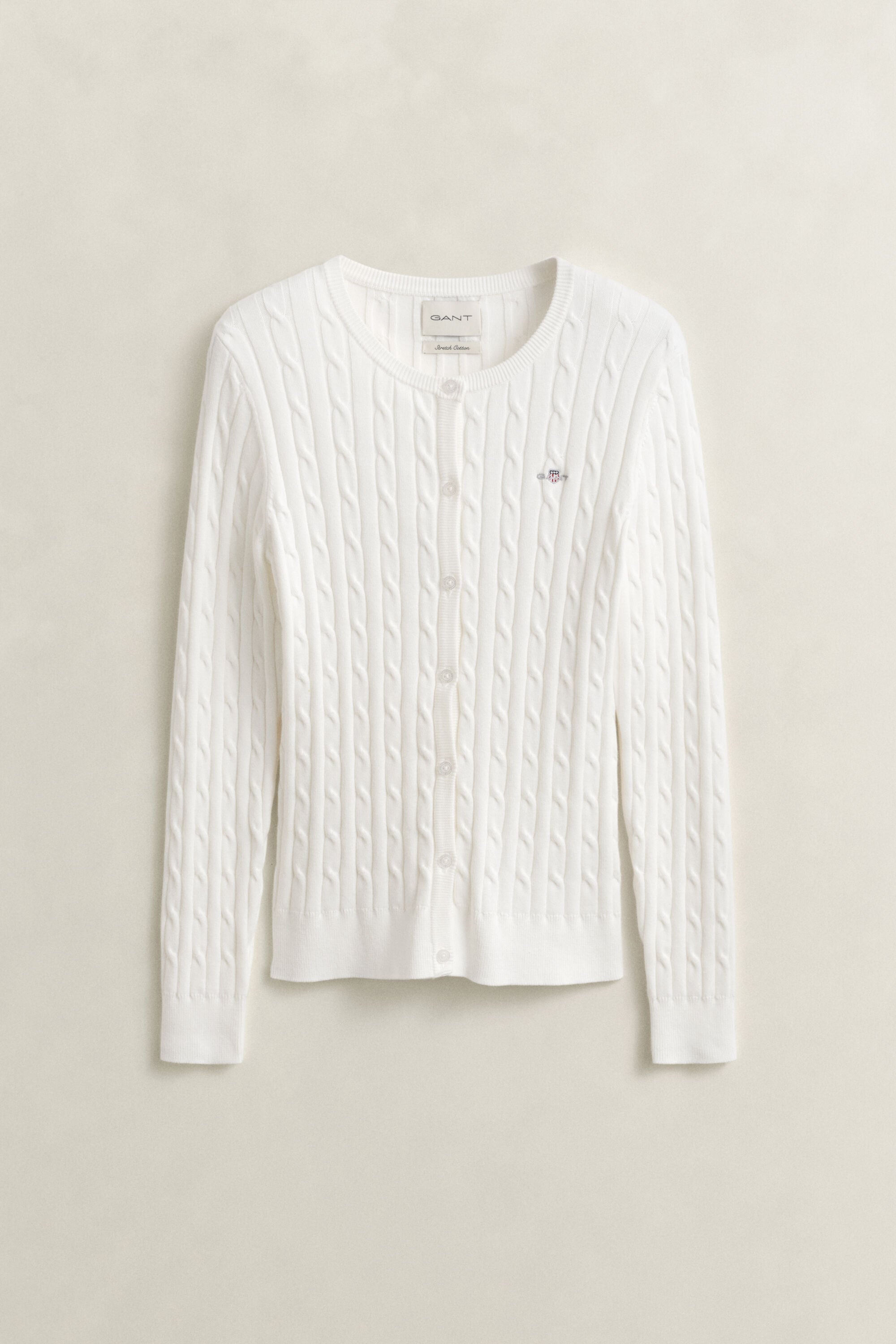 Strickjacke aus Stretch-Baumwolle mit Zopfmuster