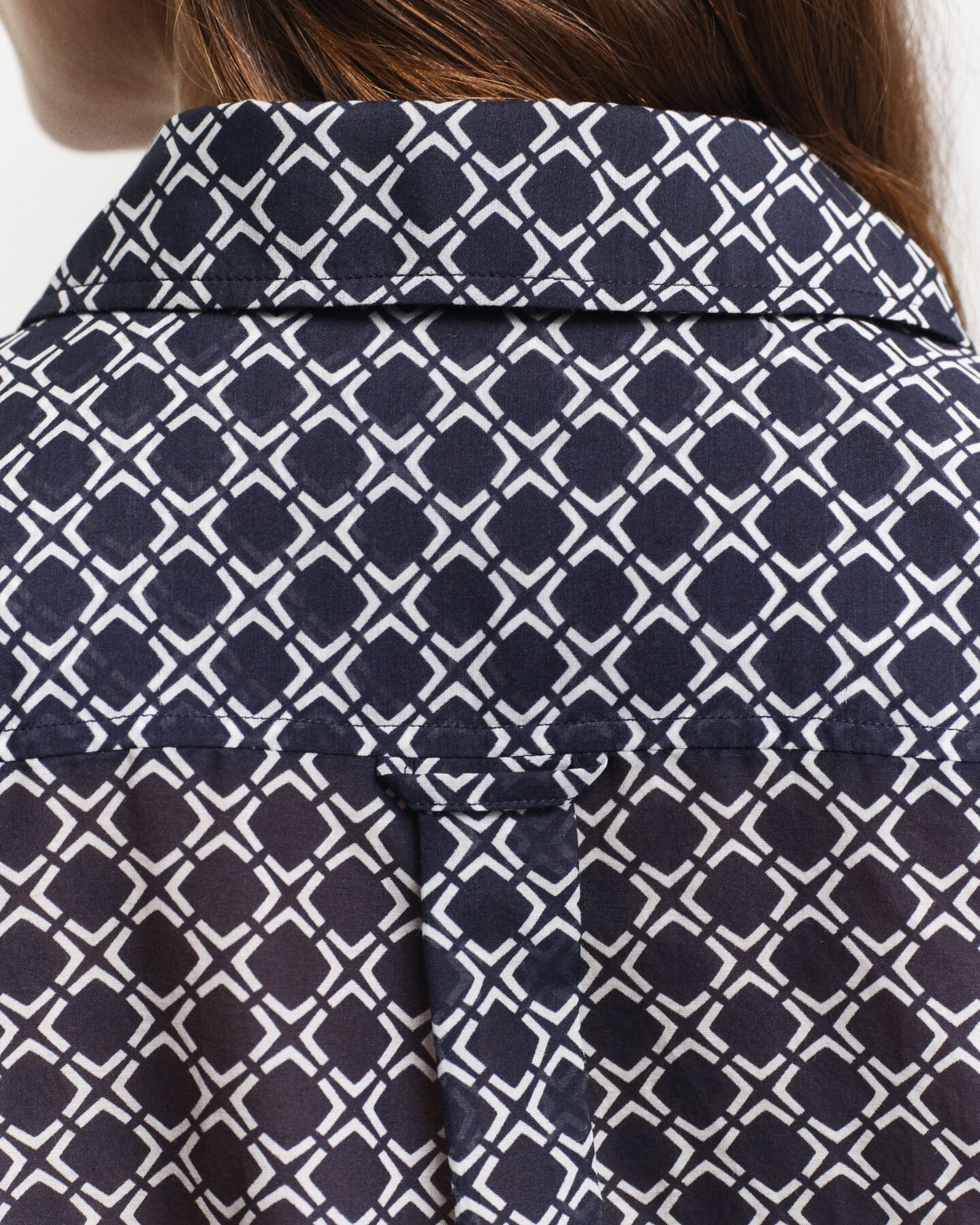 Relaxed Fit Geometric Baumwoll Seiden Bluse