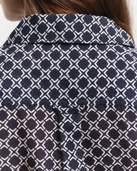 Relaxed Fit Geometric Baumwoll Seiden Bluse