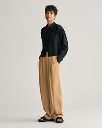 Verk&uuml;rzte Relaxed Fit Leinen Bluse