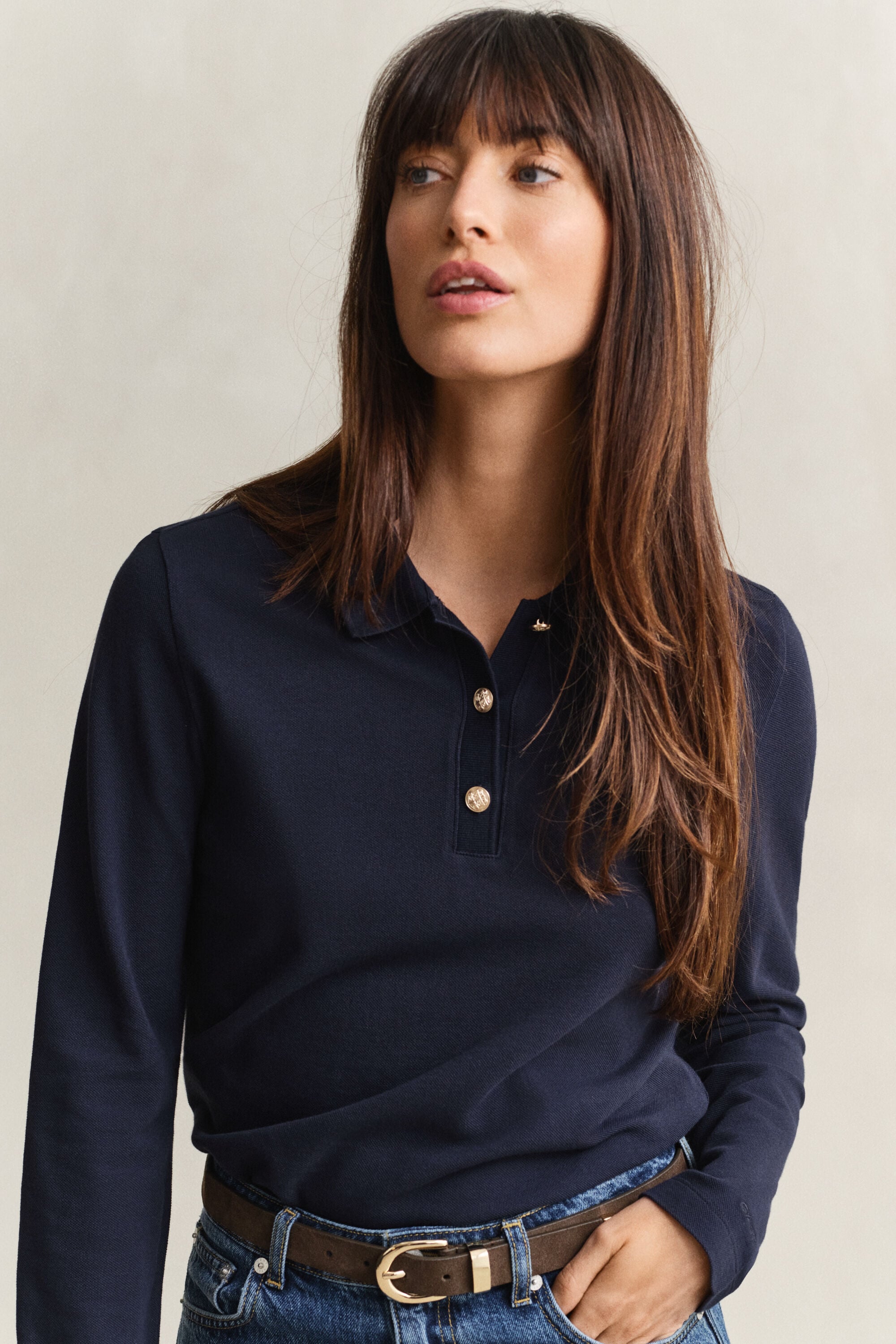 Langärmliges Piqué-Poloshirt