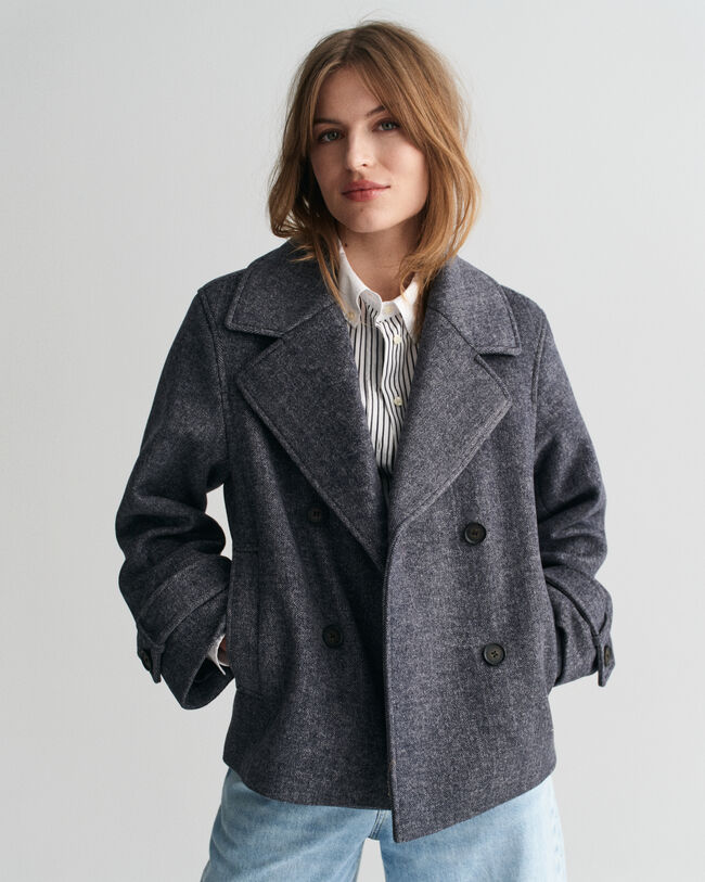 Verk&uuml;rzte Herringbone Wolljacke