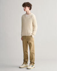 Teens Shield Zopfstrick V-Neck Pullover