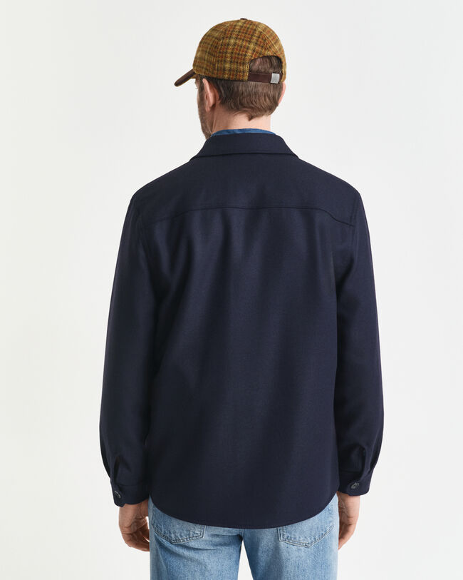 Regular Fit Hemdjacke aus Wollmischung