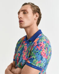 Mehrfarbiges Tropical Print Poloshirt
