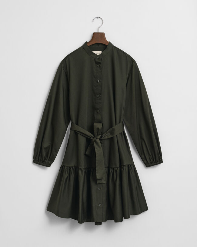 Langärmeliges Kleid aus Baumwollsatin