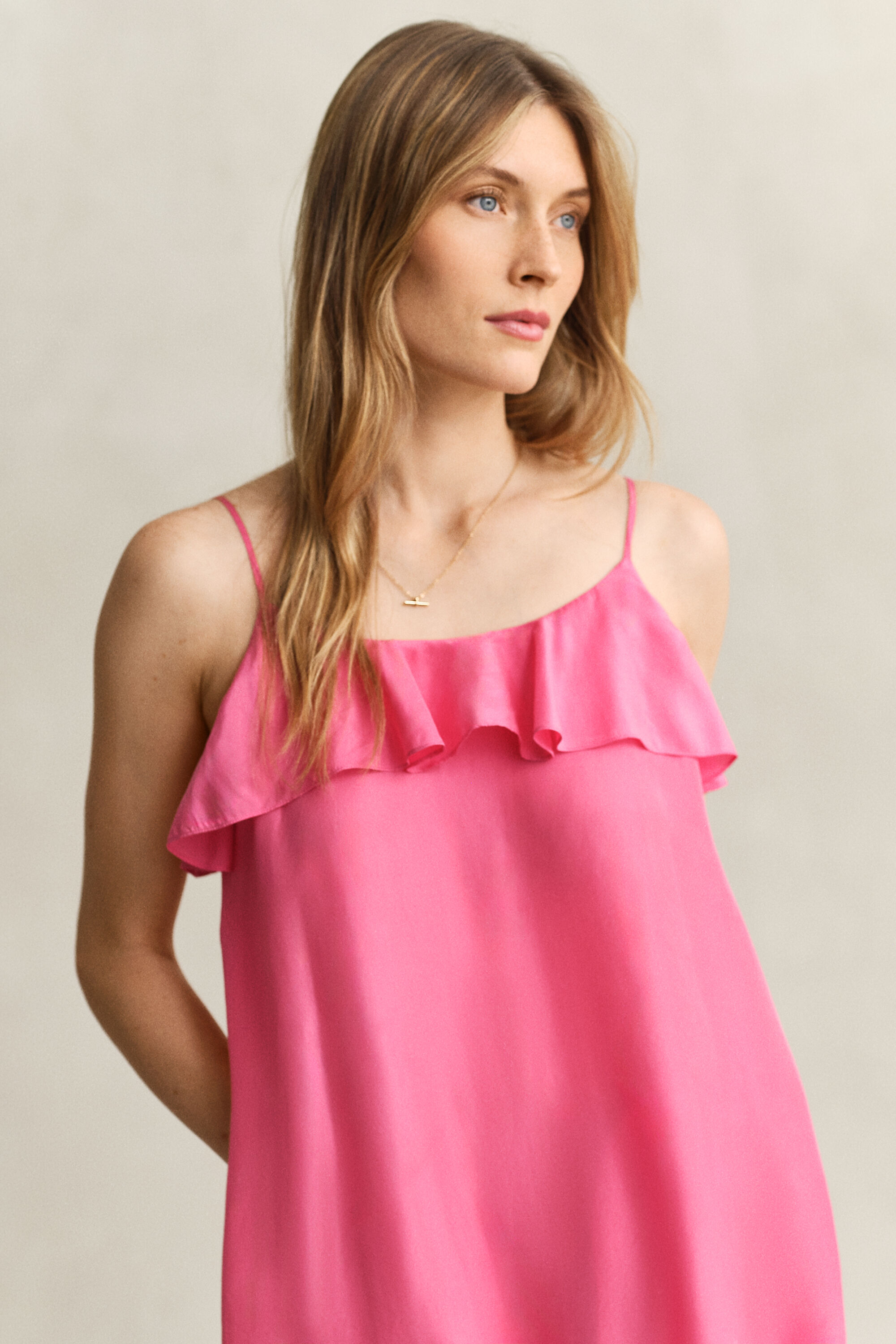 Midi-Trägerkleid aus Seide