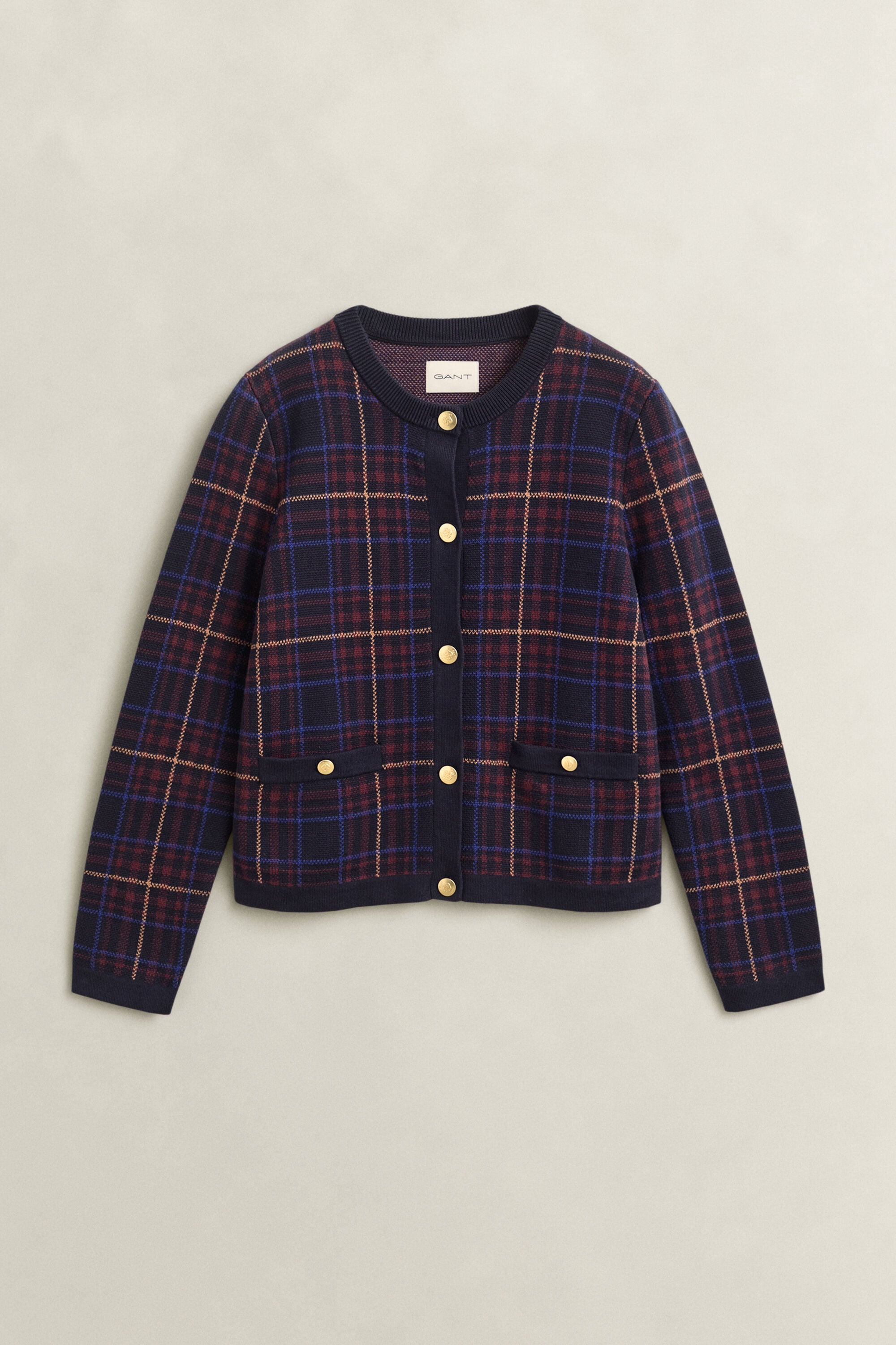 Karierte Strickjacke