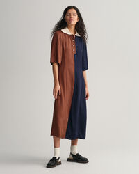 Color Rugger Kurzarmkleid im Blockfarbendesign