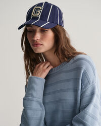 Tonal Baumwoll Rundhalspullover mit Streifen