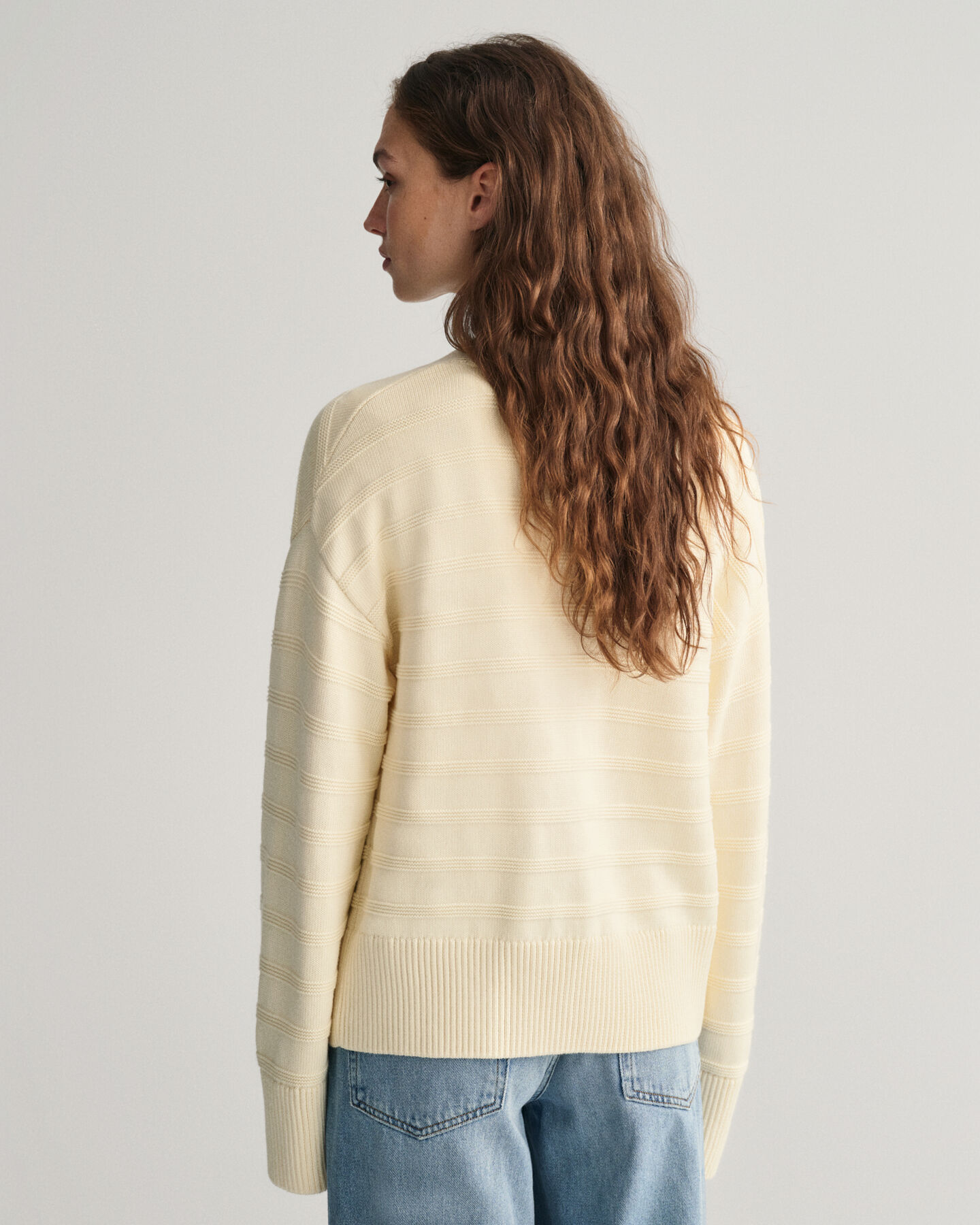 Tonal Baumwoll Strickjacke mit Streifen