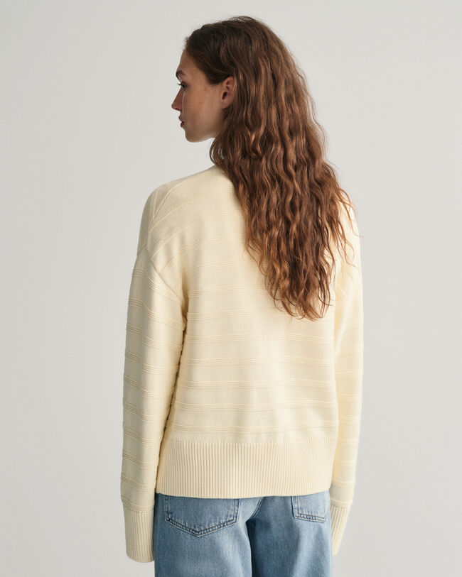 Tonal Baumwoll Strickjacke mit Streifen