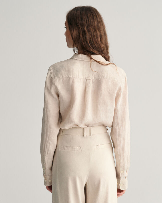 Regular Fit Leinen Chambray Bluse