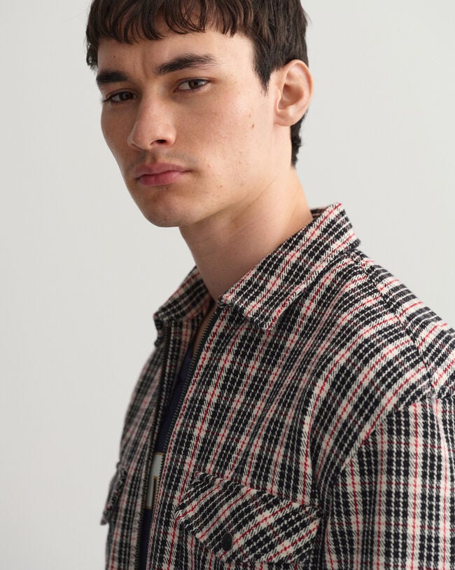 Relaxed Fit Twill Hemd mit Reißverschluss