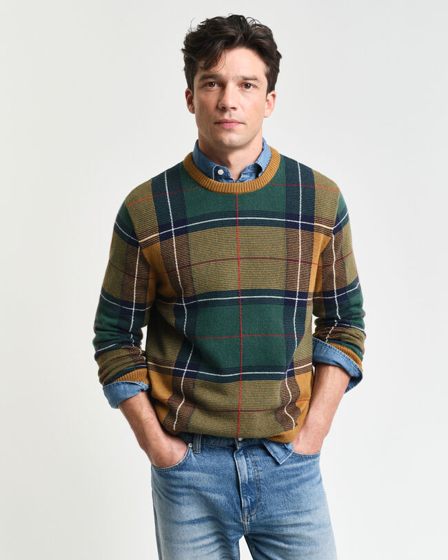 Karierter Rundhalspullover