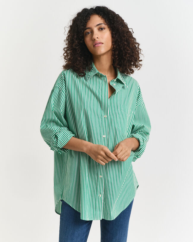 Oversized Classic Popeline Bluse mit Streifen