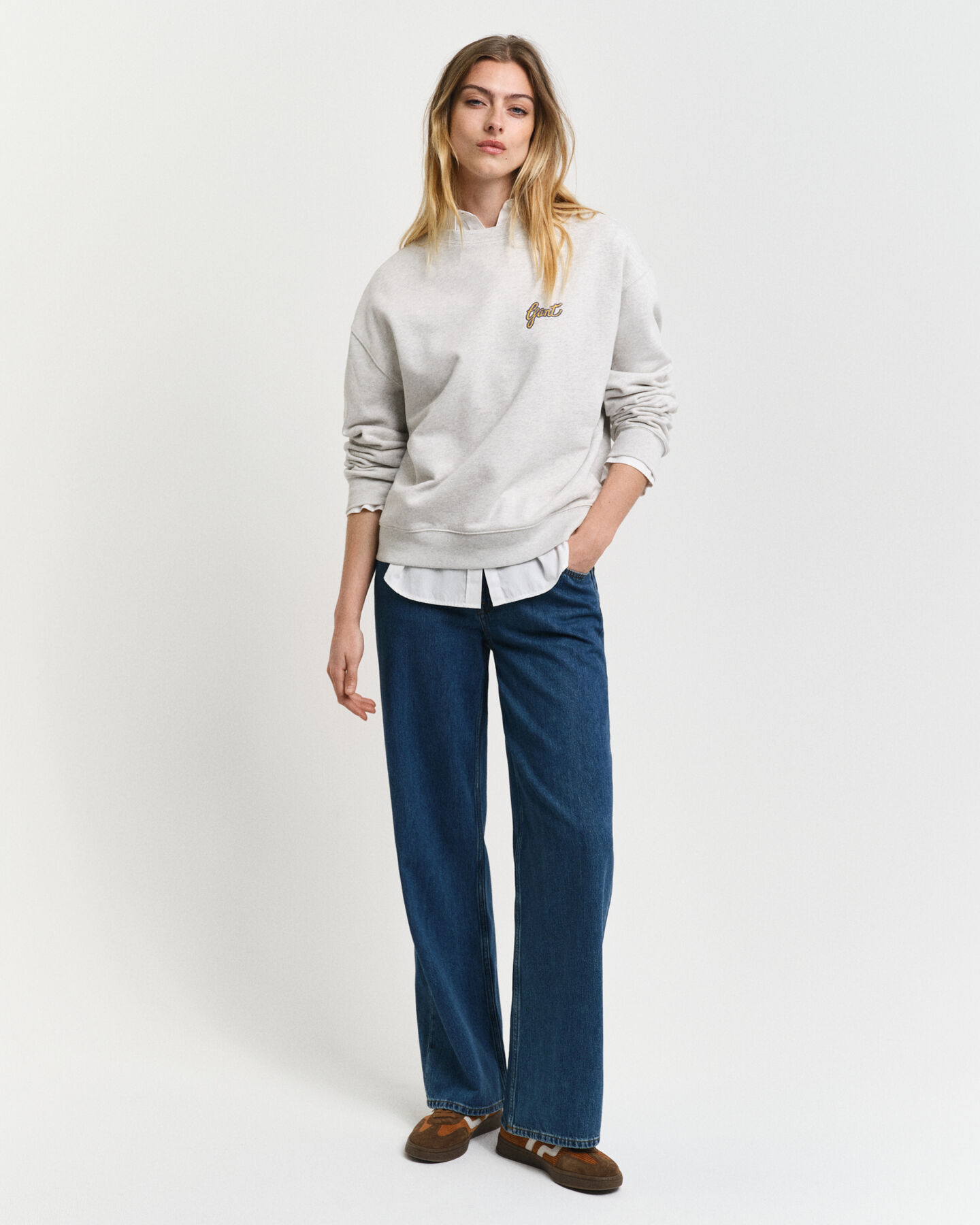 Script Graphic Rundhals-Sweatshirt