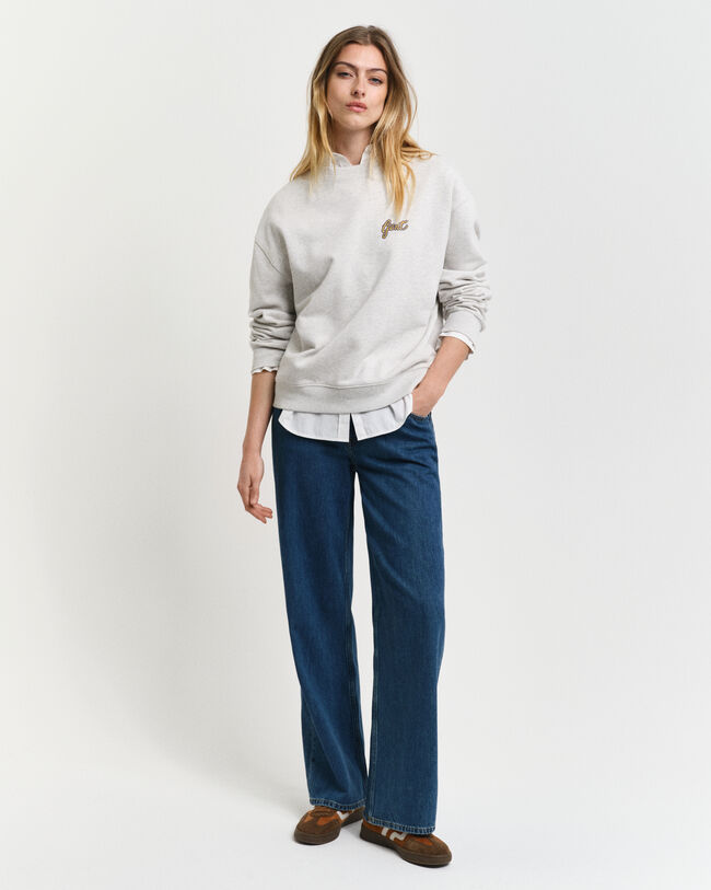 Script Graphic Rundhals-Sweatshirt