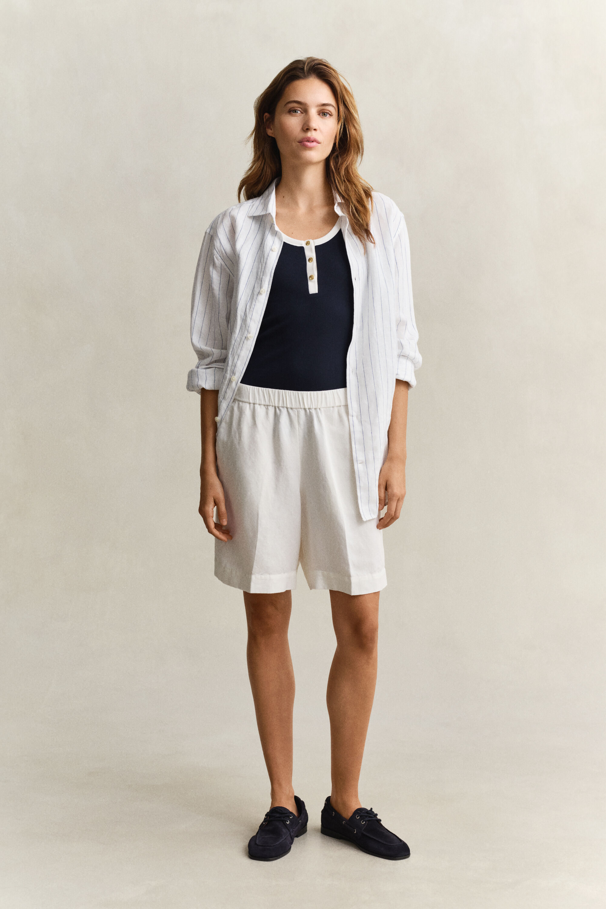 Shorts aus Leinenmix