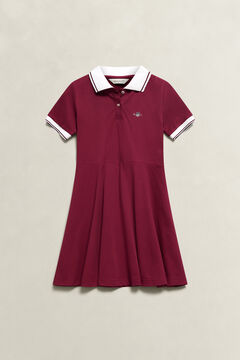 Girls Shield Polo Dress — VIBRANT BURGUNDY 2