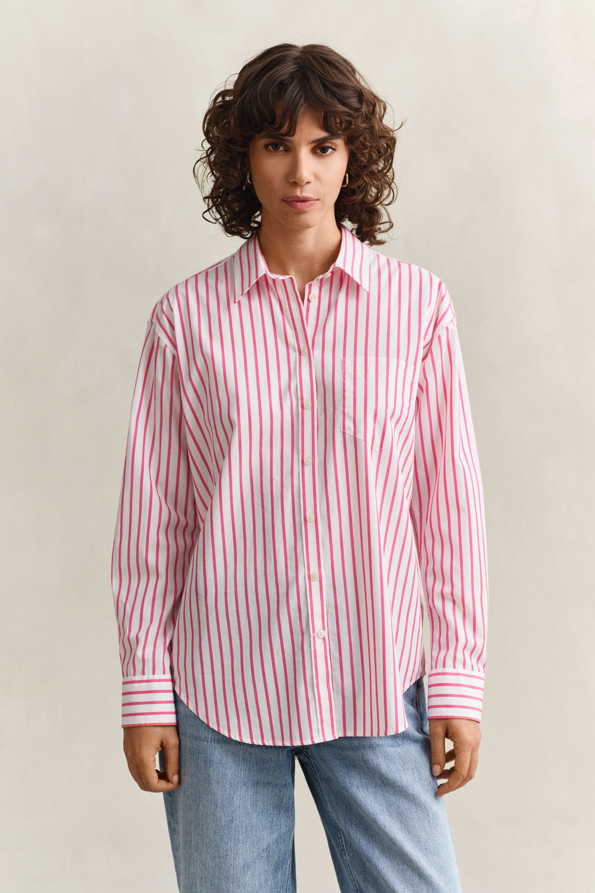 Relaxed Fit Classic Popeline-Bluse mit Streifen