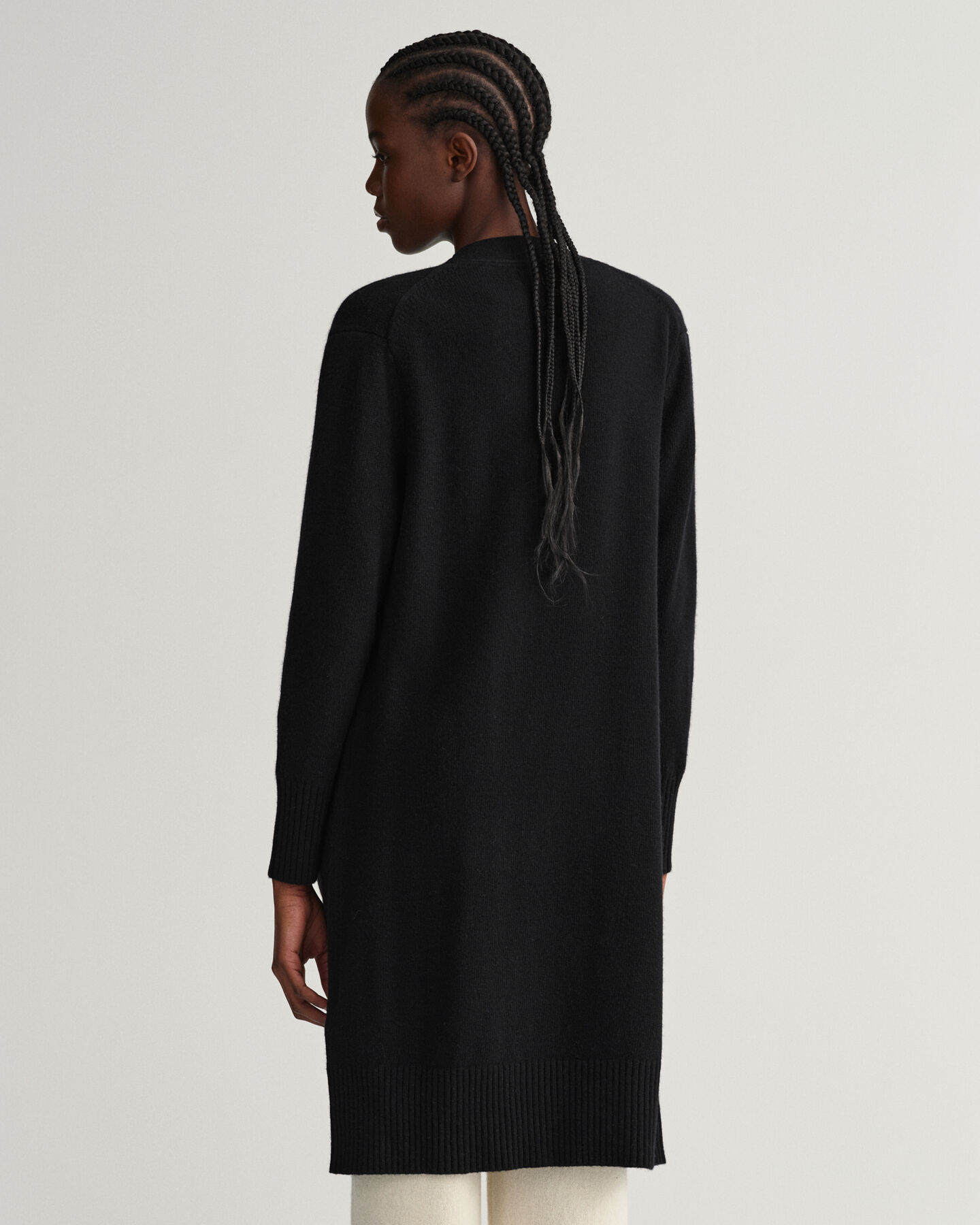 Lange Wollstrickjacke