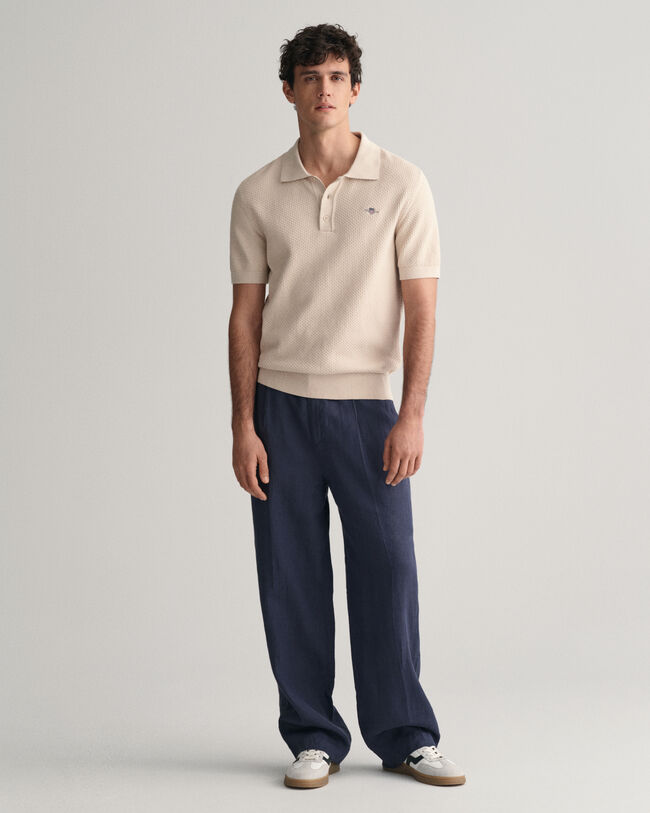 Strukturierter Polopullover aus Baumwolle